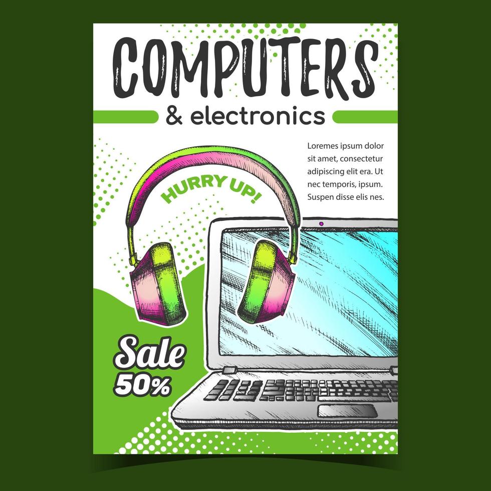 Computers And Electronics Advertise Banner Vector