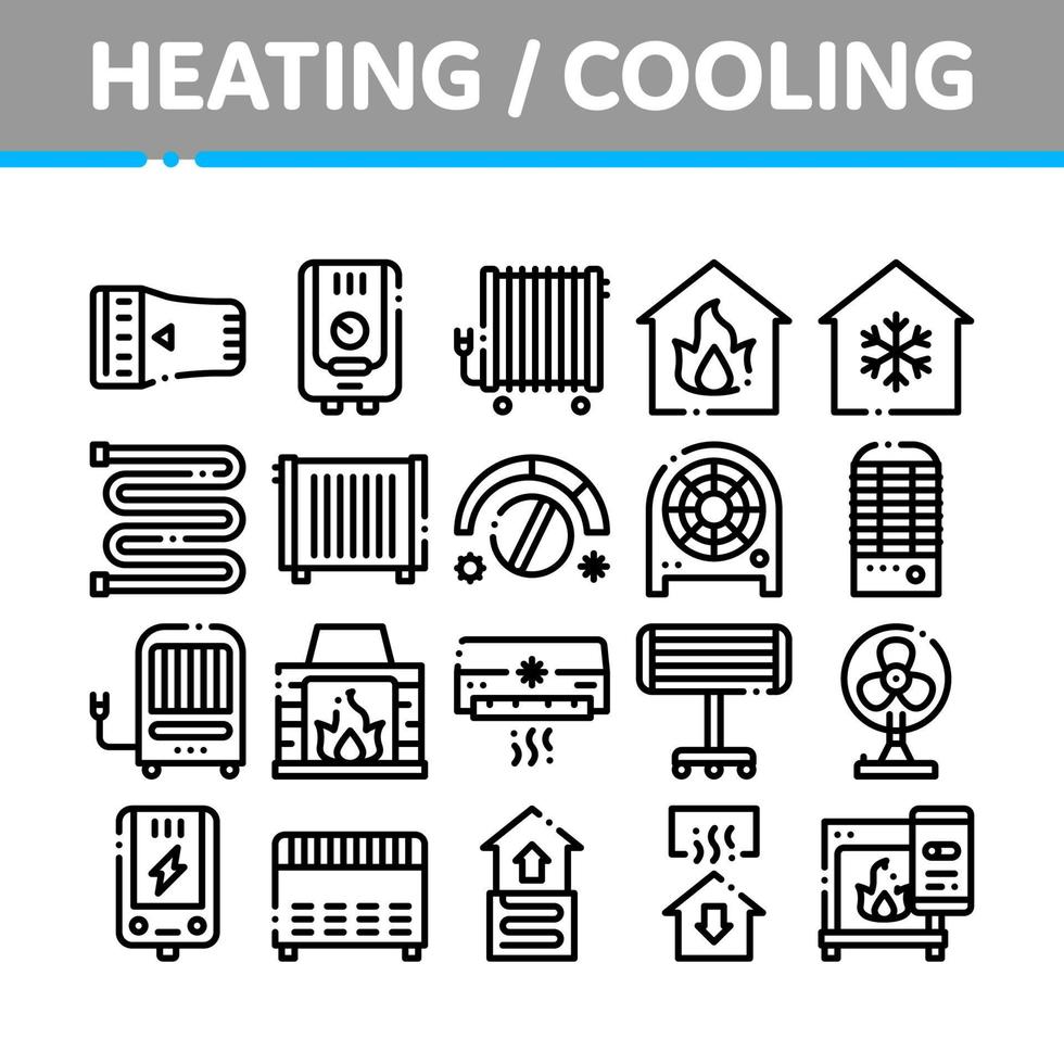 Heating And Cooling Collection Vector Icons Set 17419524 Vector Art at