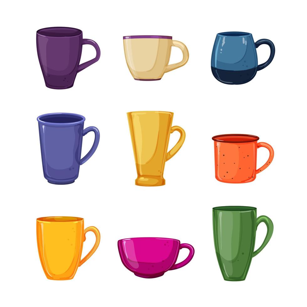 cup ceramic set cartoon vector illustration