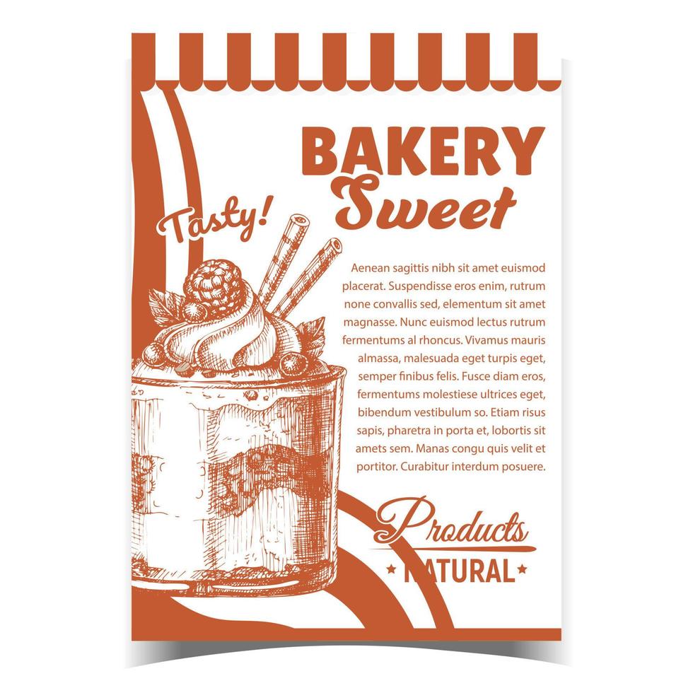 Bakery Sweet Tasty Natural Products Poster Vector