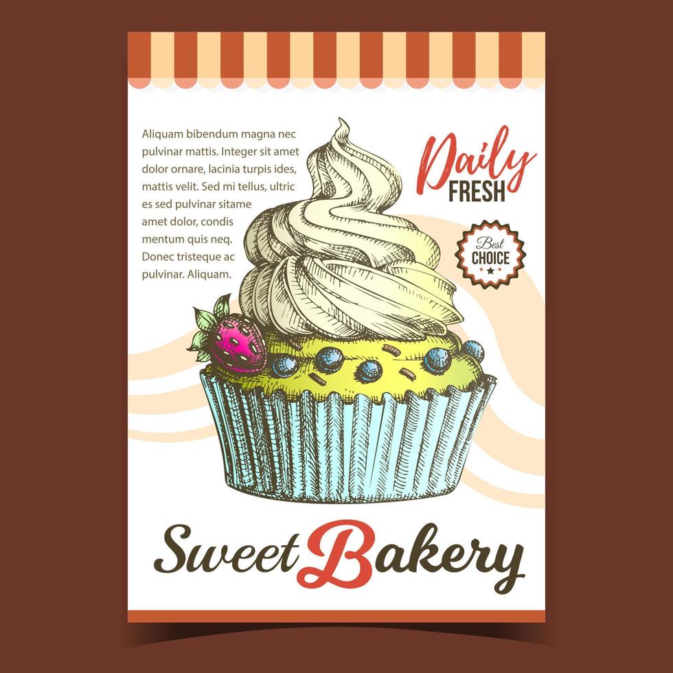 Sweet Bakery Creamy Berry Dessert Banner Vector