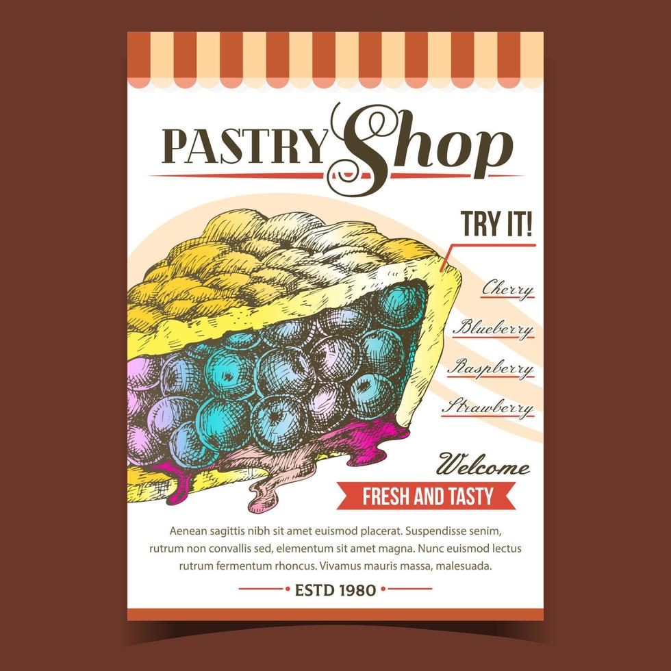 Pastry Shop Fresh And Tasty Pie Poster Vector