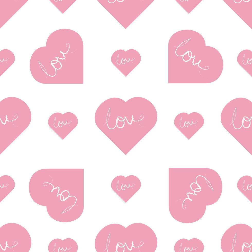 Greeting card. Abstract art background. Pink vector heart shapes in beautiful style on white background.