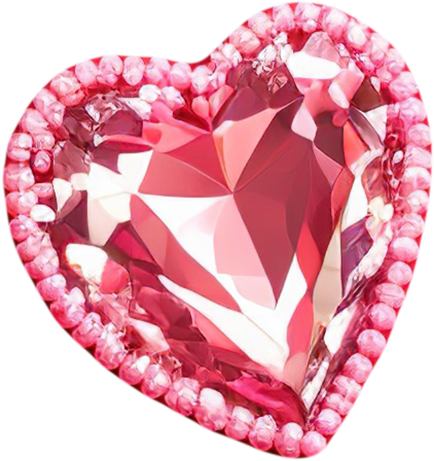 3D illustration of a glowing heart shape like a gemstone 17419814 PNG