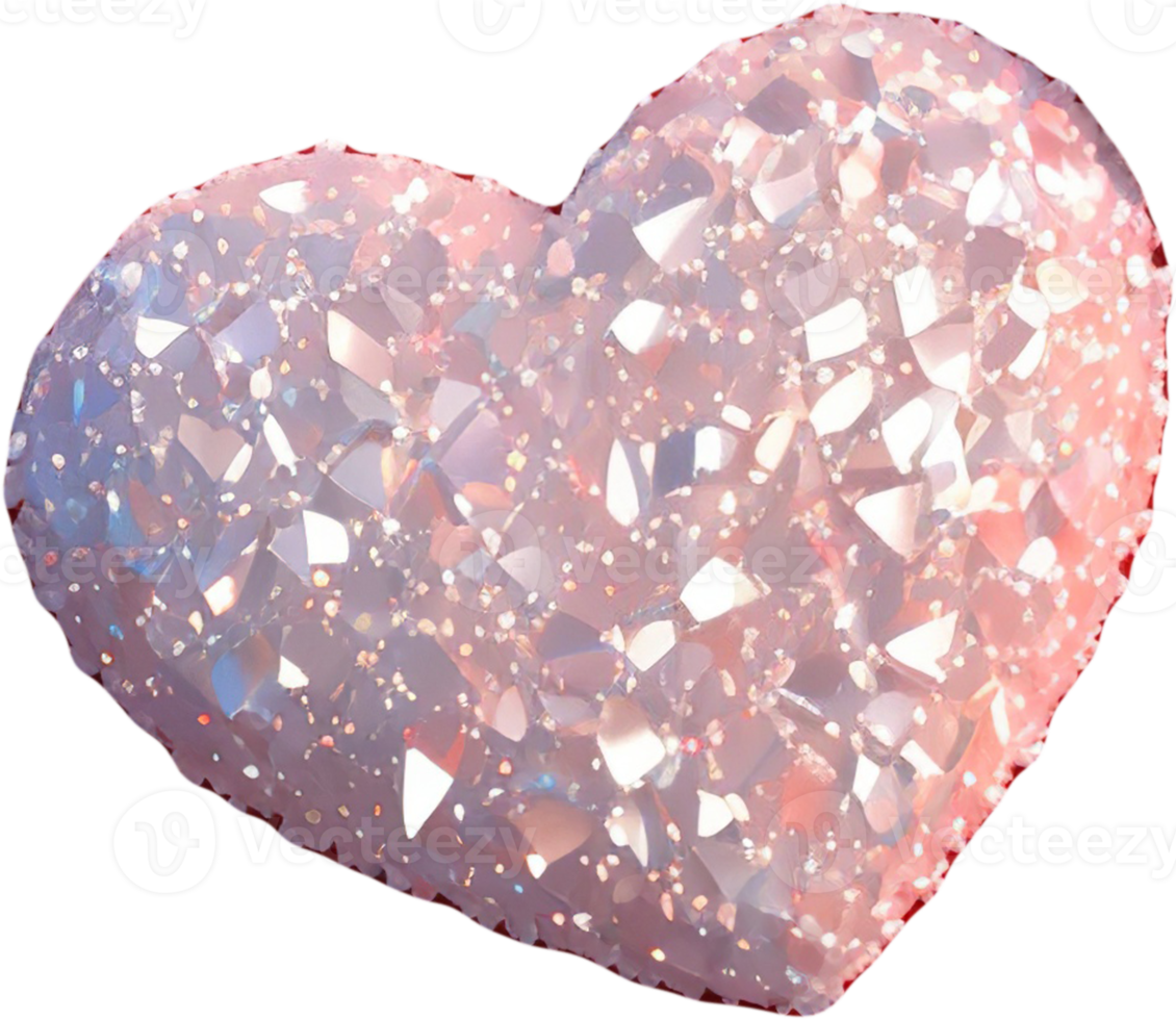 Valentine's Day Heart Objects and Crystal Diamonds png