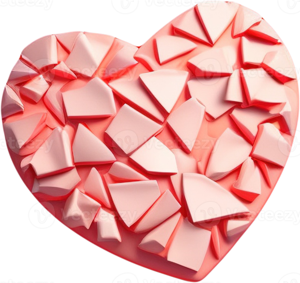 Ilustración 3d de forma de corazón con superficie abstracta png