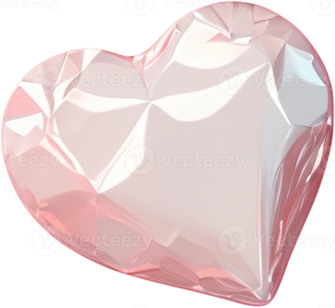 3D illustration of a shiny heart shape like a gem crystal png