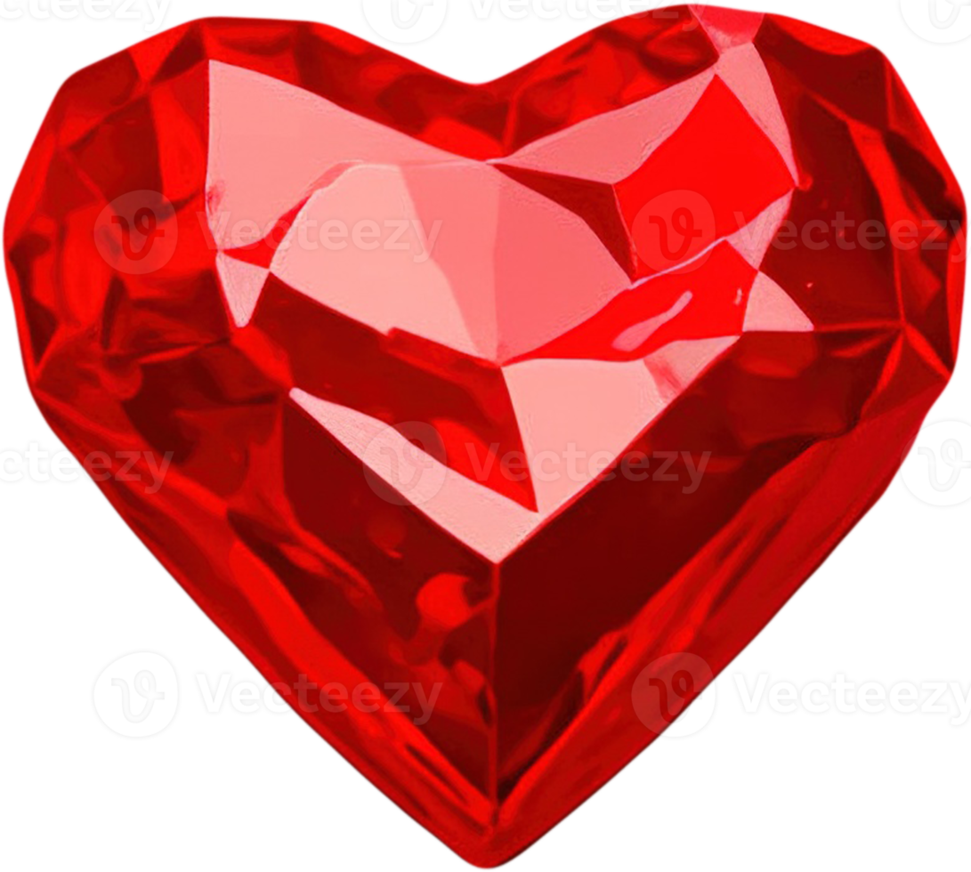 3D illustration of a shiny heart shape like a gem crystal png