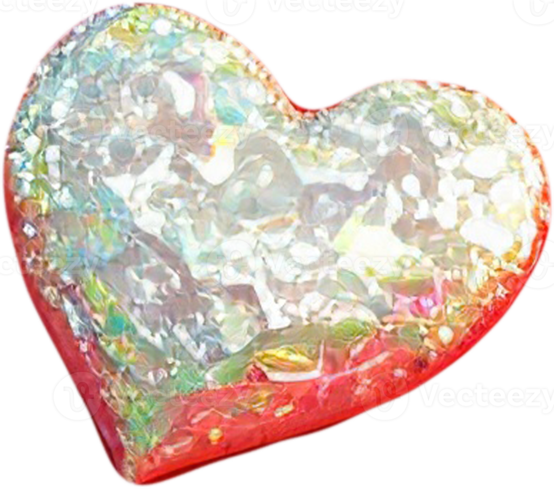 3D illustration of a shiny heart shape like a gem crystal png