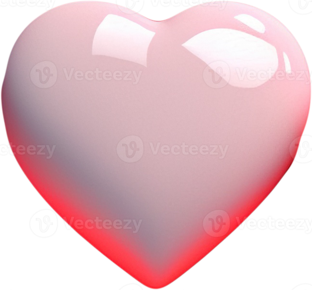 Radiant 3D image of a heart denoting love and romance png