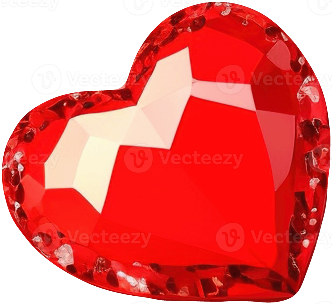 3D representation of a sparkling heart shape like a precious crystal png