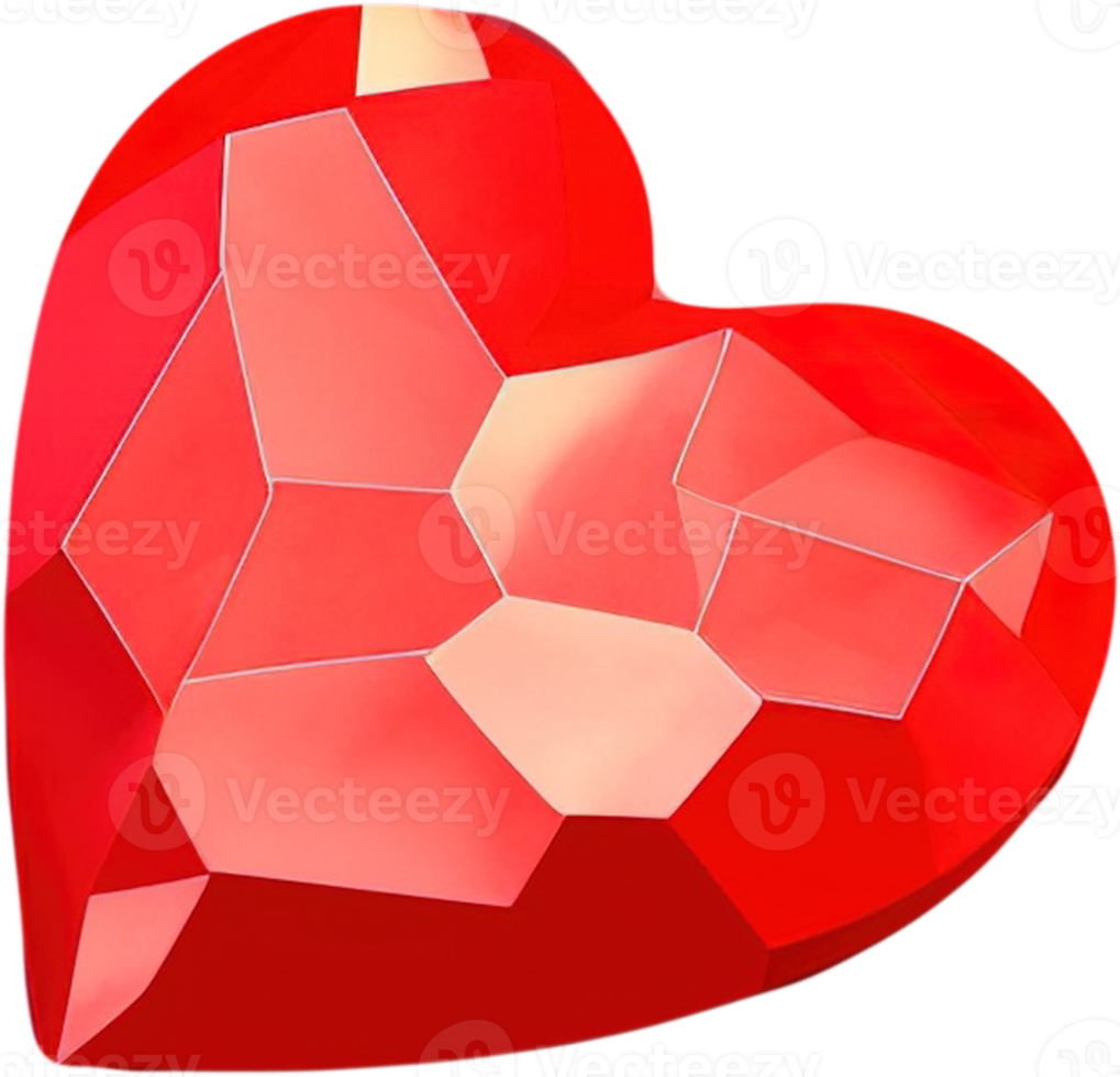 3D illustration of a radiant heart shape like a diamond png