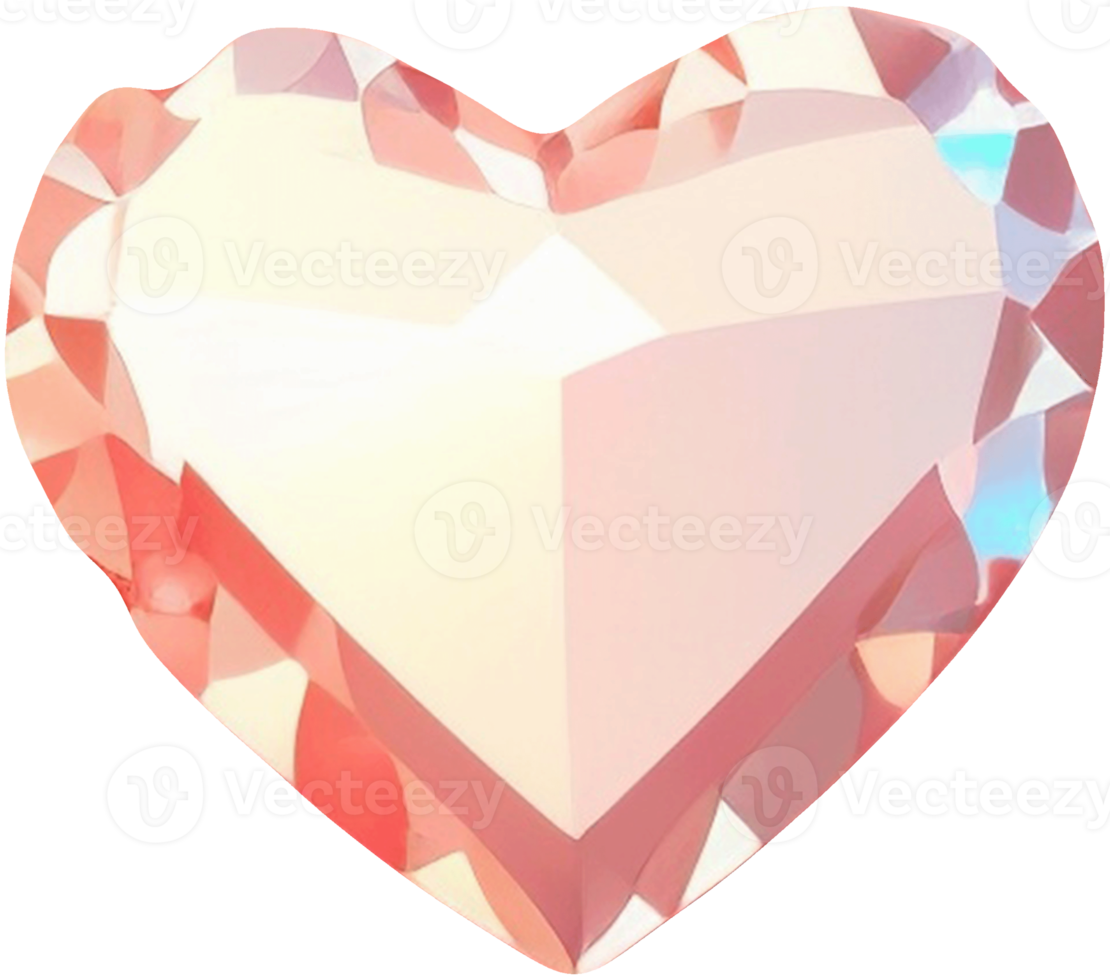 3D representation of a sparkling heart shape like a precious crystal png