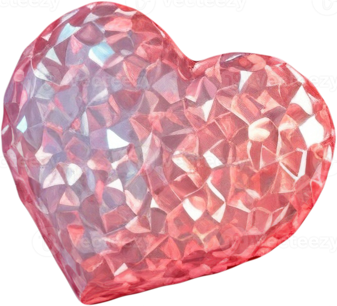 3D illustration of a radiant heart shape like a diamond png