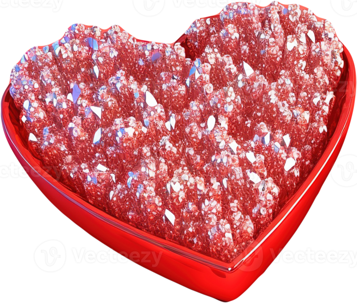 3D illustration of a radiant heart shape like a diamond png