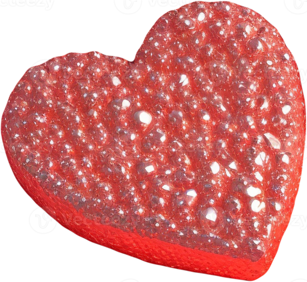 3D depiction of a gleaming heart shape like a gemstone png