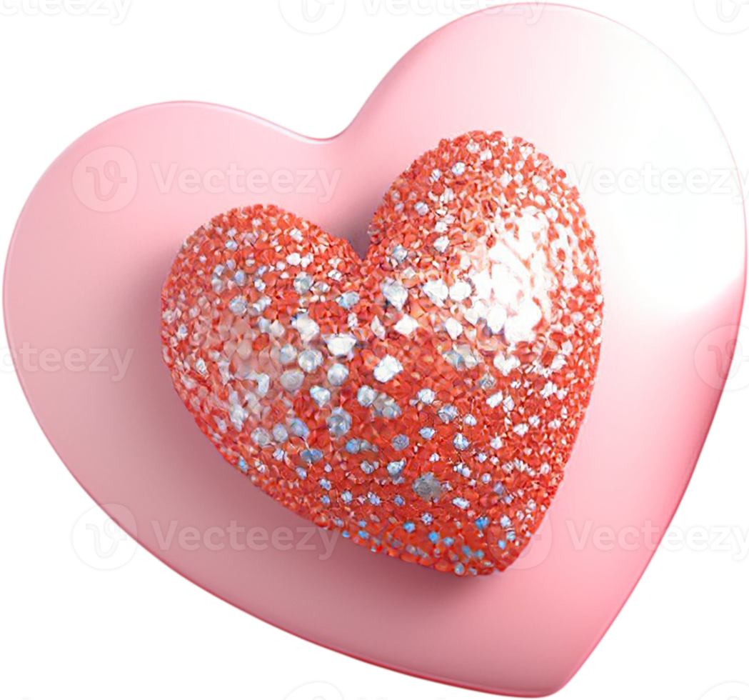 3D illustration of heart shape with abstract surface png