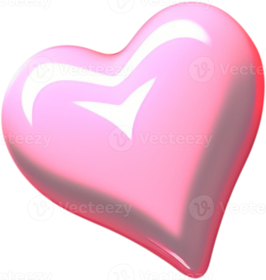 3d glansig hjärta form illustration representerar kärlek och roman png