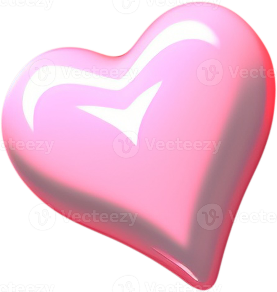 3D glossy heart shape illustration representing love and romance png