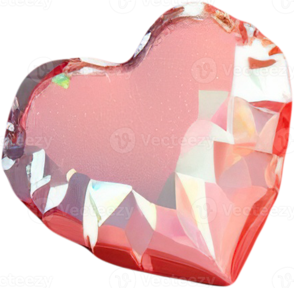 3D illustration of a luminous heart shape like a gemstone png
