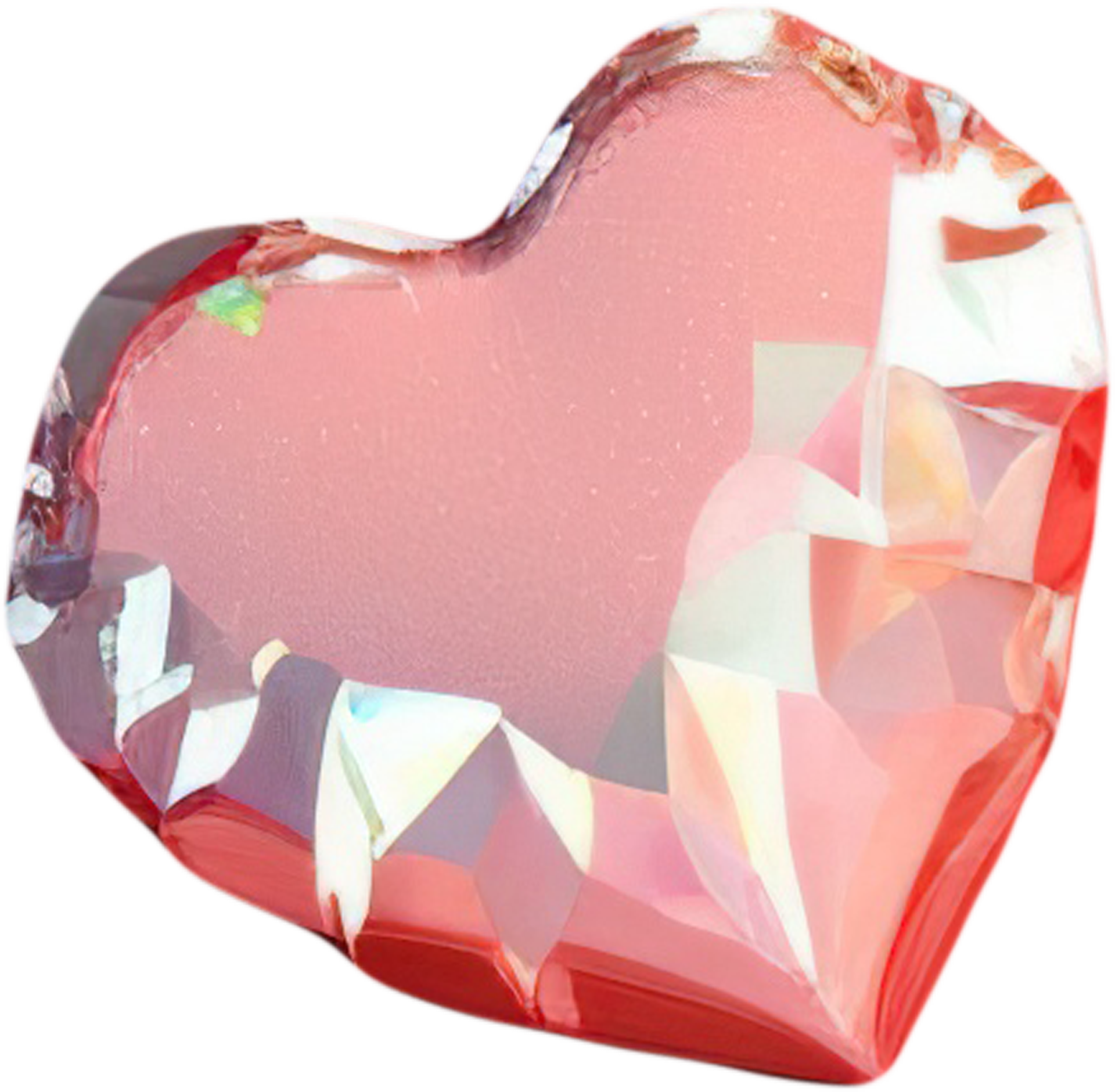 3D illustration of a glowing heart shape like a gemstone 17419814 PNG