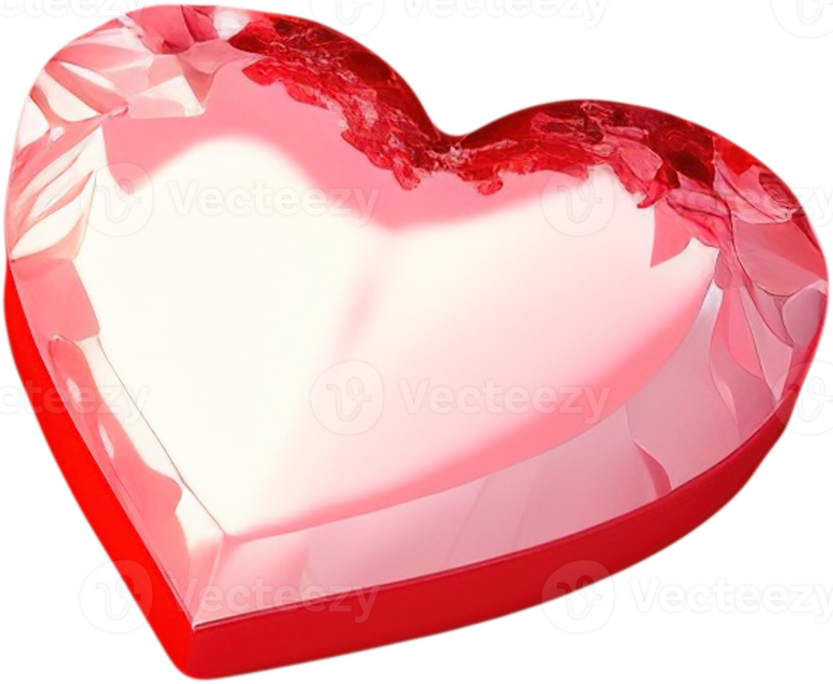 Ilustración 3d de una forma de corazón brillante como un cristal de gema png