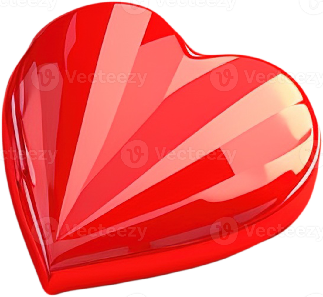 3D illustration of a shiny heart shape like a diamond crystal png