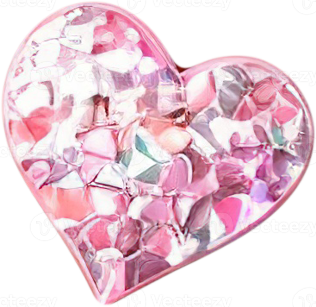 3D illustration of a shiny heart shape like a diamond crystal png