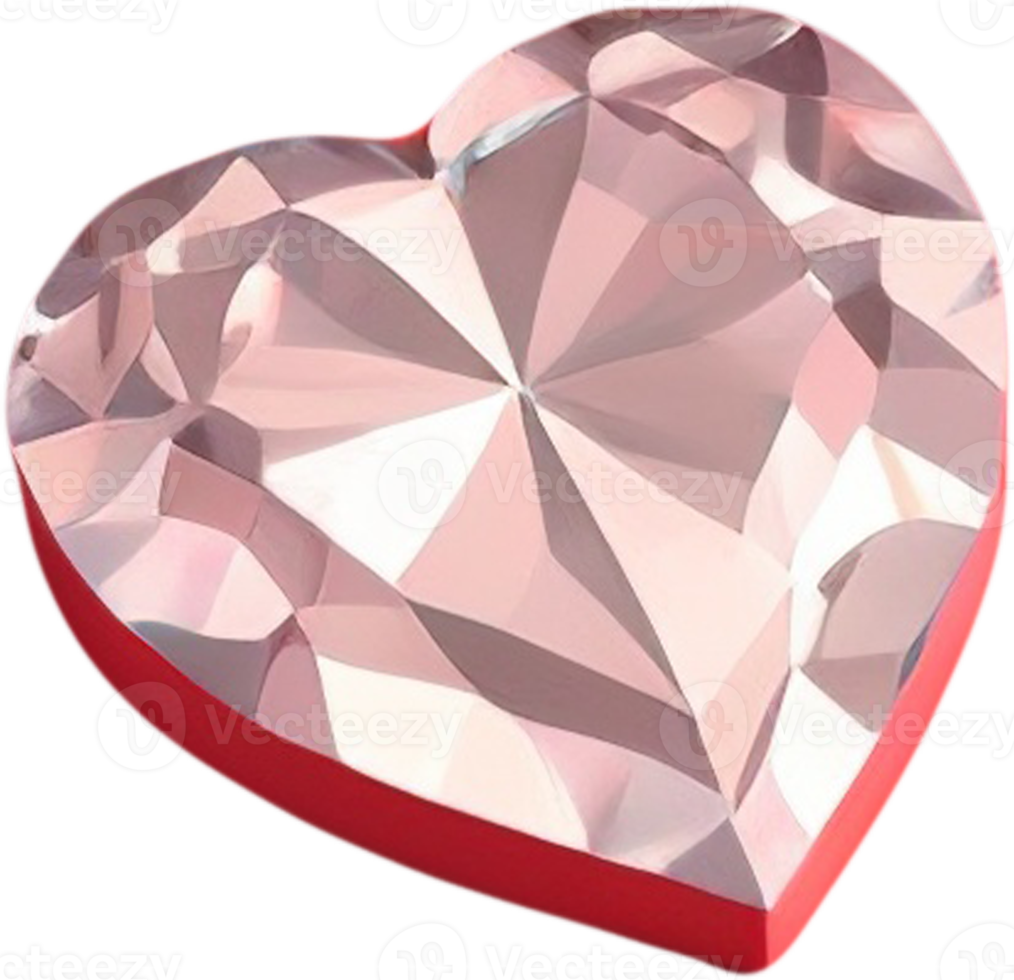 3D illustration of a shiny heart shape like a gemstone png