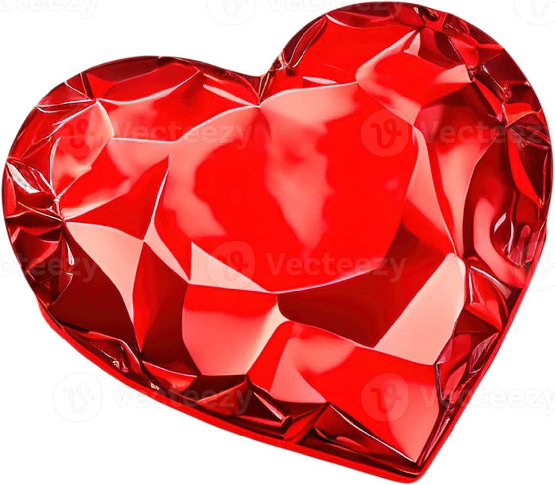 Ilustración 3d de una forma de corazón brillante como una piedra preciosa png