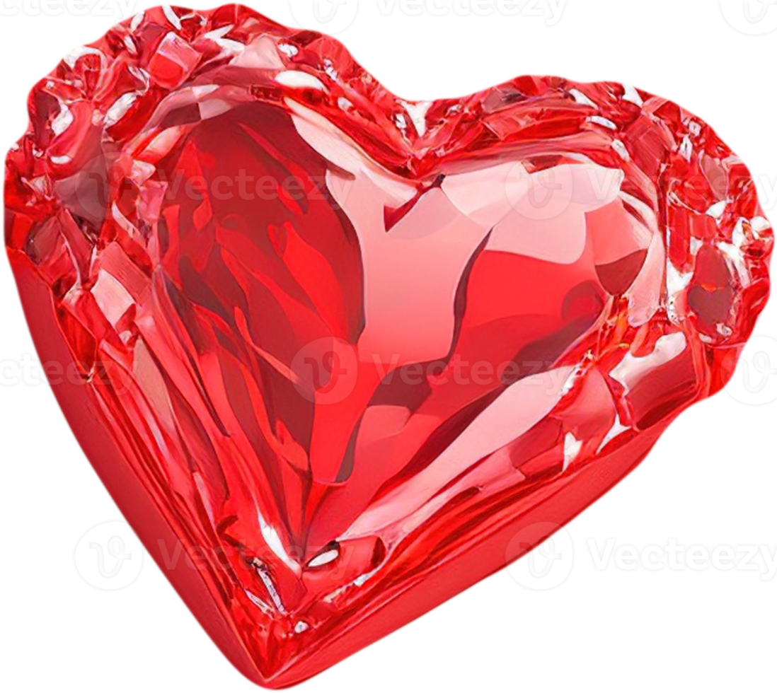 3D illustration of a shiny heart shape like a gemstone png