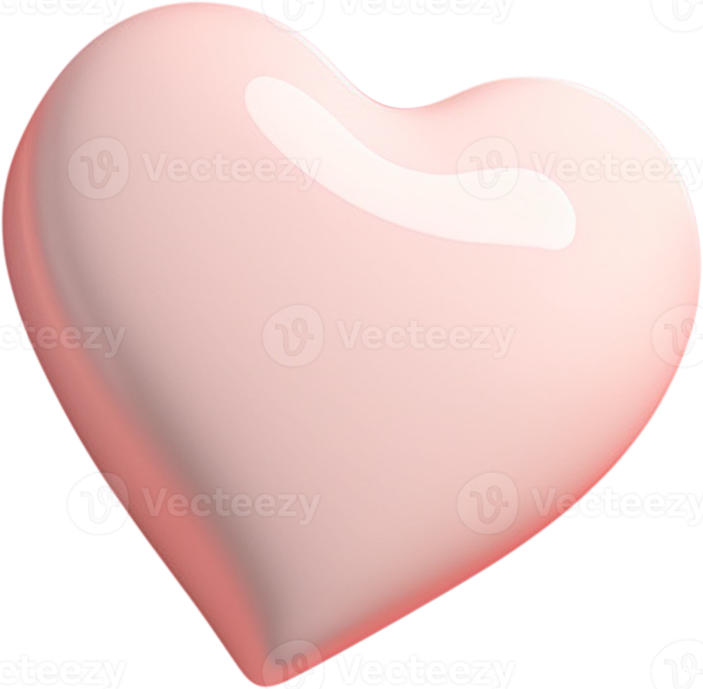 Ilustração de forma de coração brilhante em 3D, significando amor e carinho png