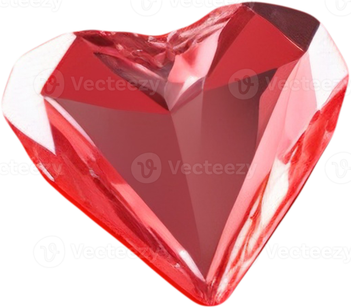 3D illustration of a radiant heart shape like a diamond png