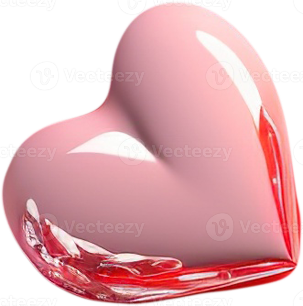 Illustration en forme de coeur brillant 3d symbolisant l'amour et la romance png
