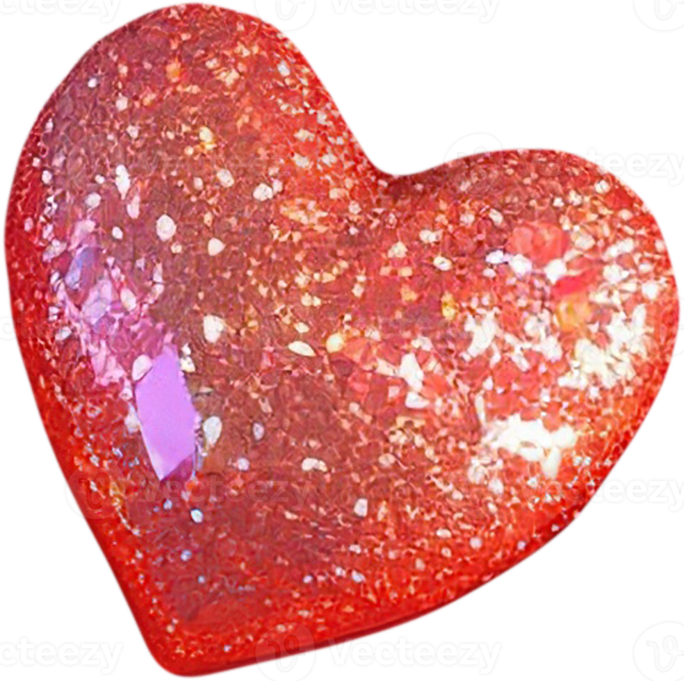 3D depiction of a gleaming heart shape like a gemstone png