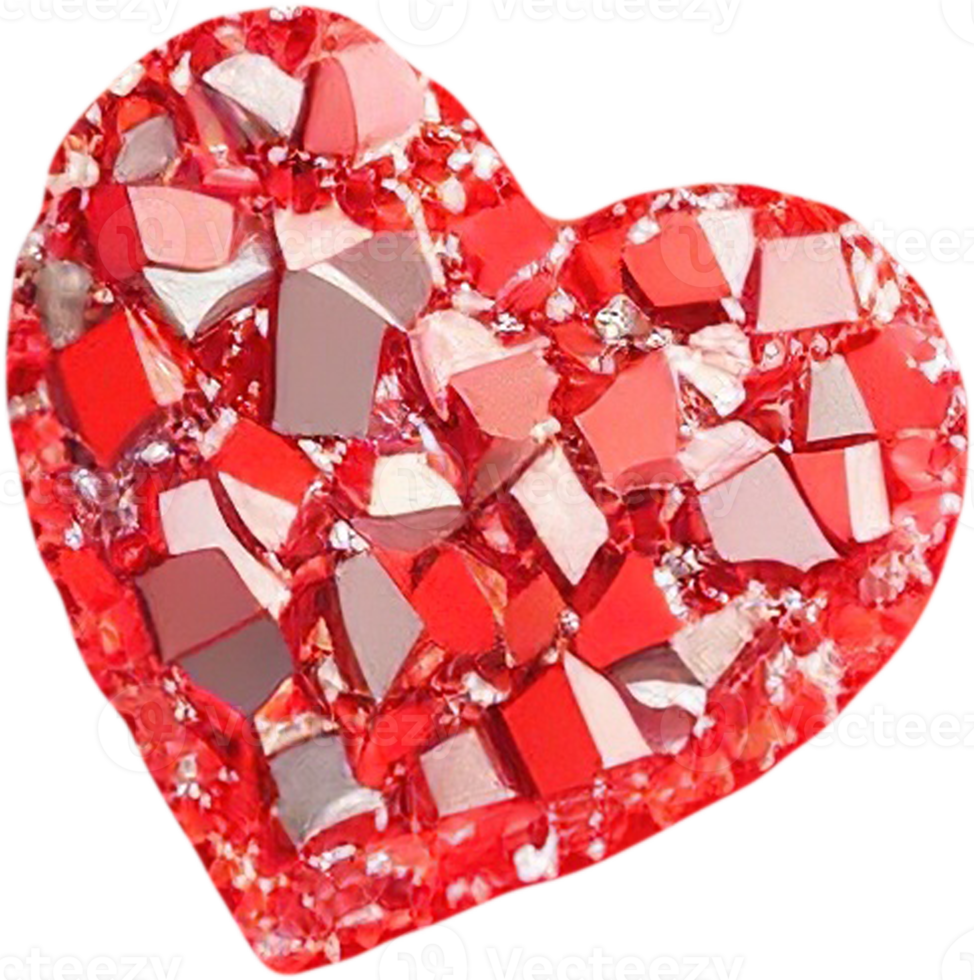 3D illustration of heart shape with abstract surface png