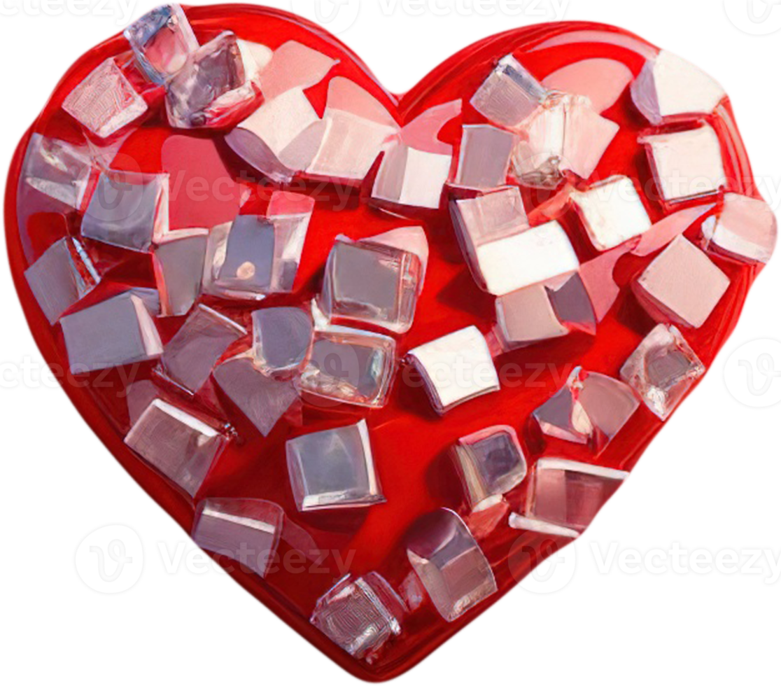 3D illustration of heart shape with abstract surface png
