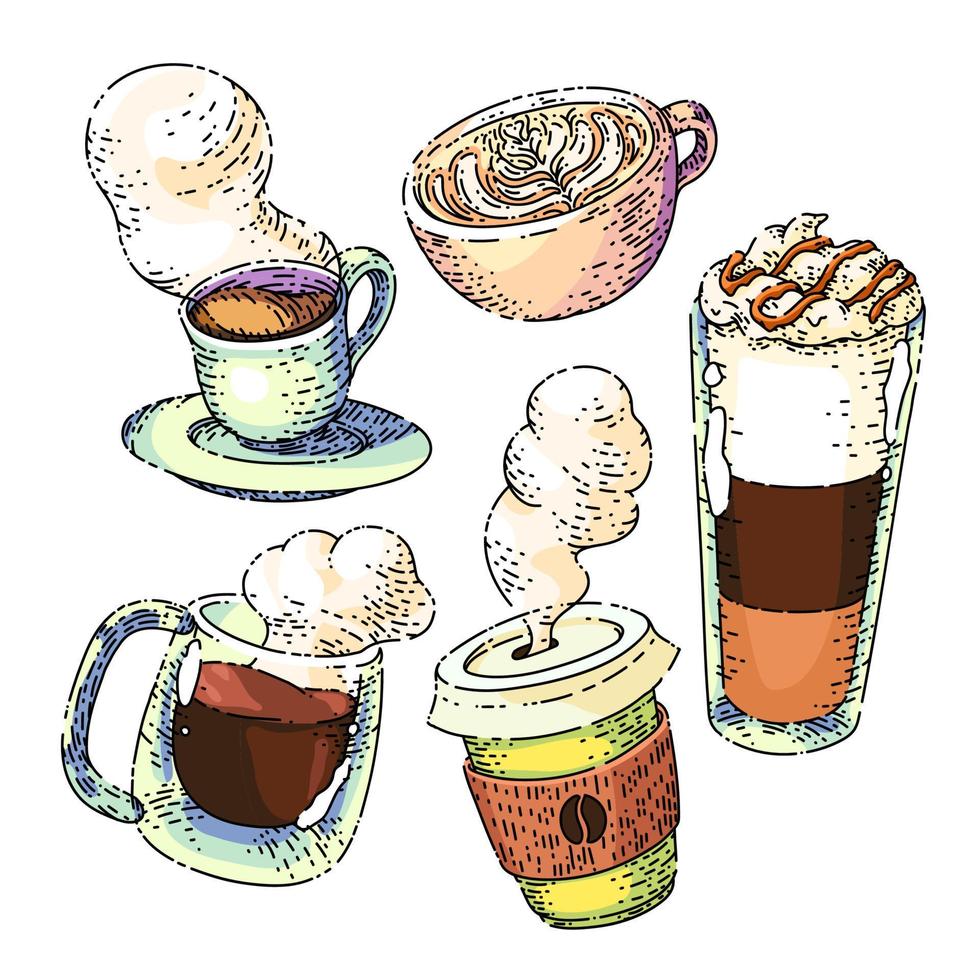 coffee cafe cup sketch hand drawn vector