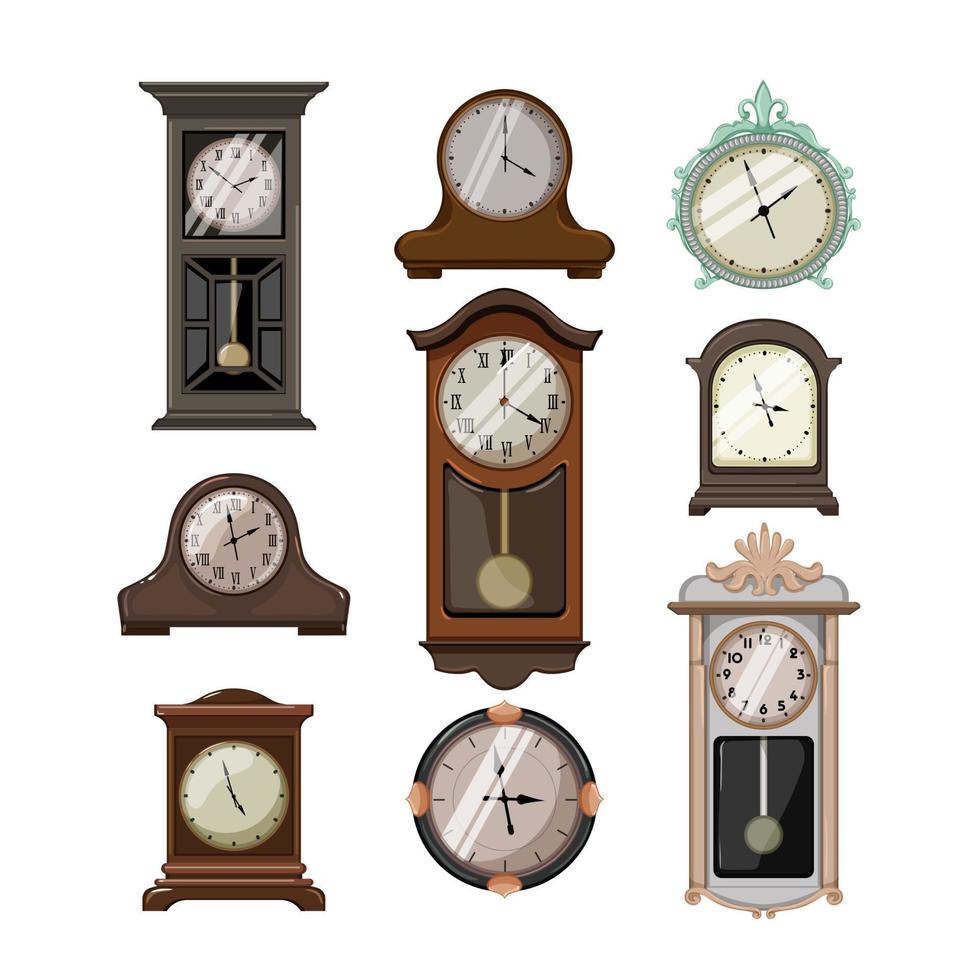 clock vintage set cartoon vector illustration