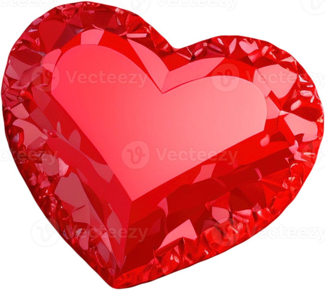 3D illustration of a shiny heart shape like a gem crystal png