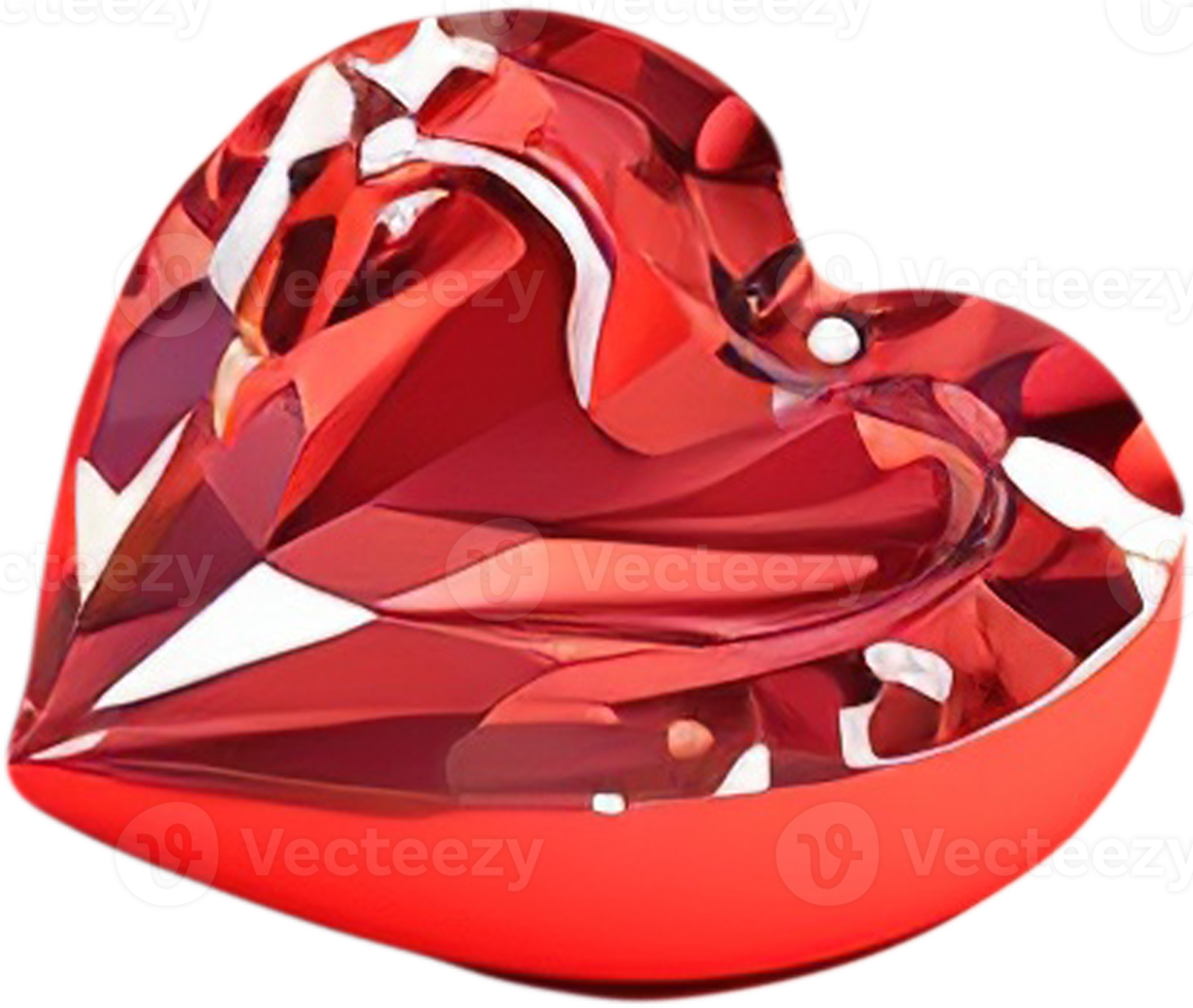 3D depiction of a gleaming heart shape like a gemstone png