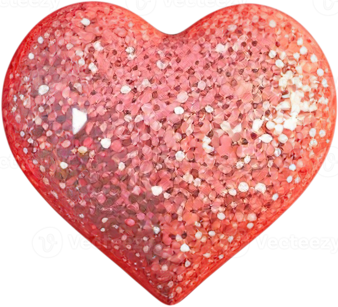 3D illustration of heart shape with abstract surface png