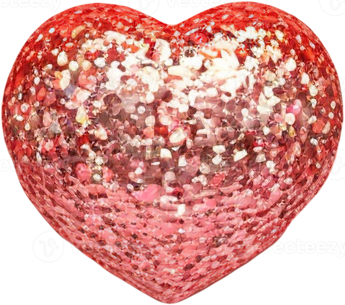 3D illustration of heart shape with abstract surface png