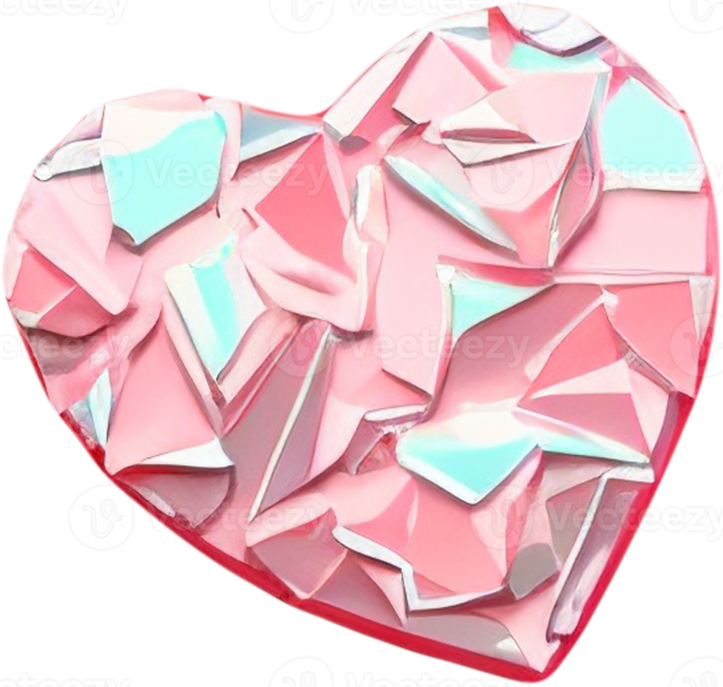 3D illustration of heart shape with abstract surface png