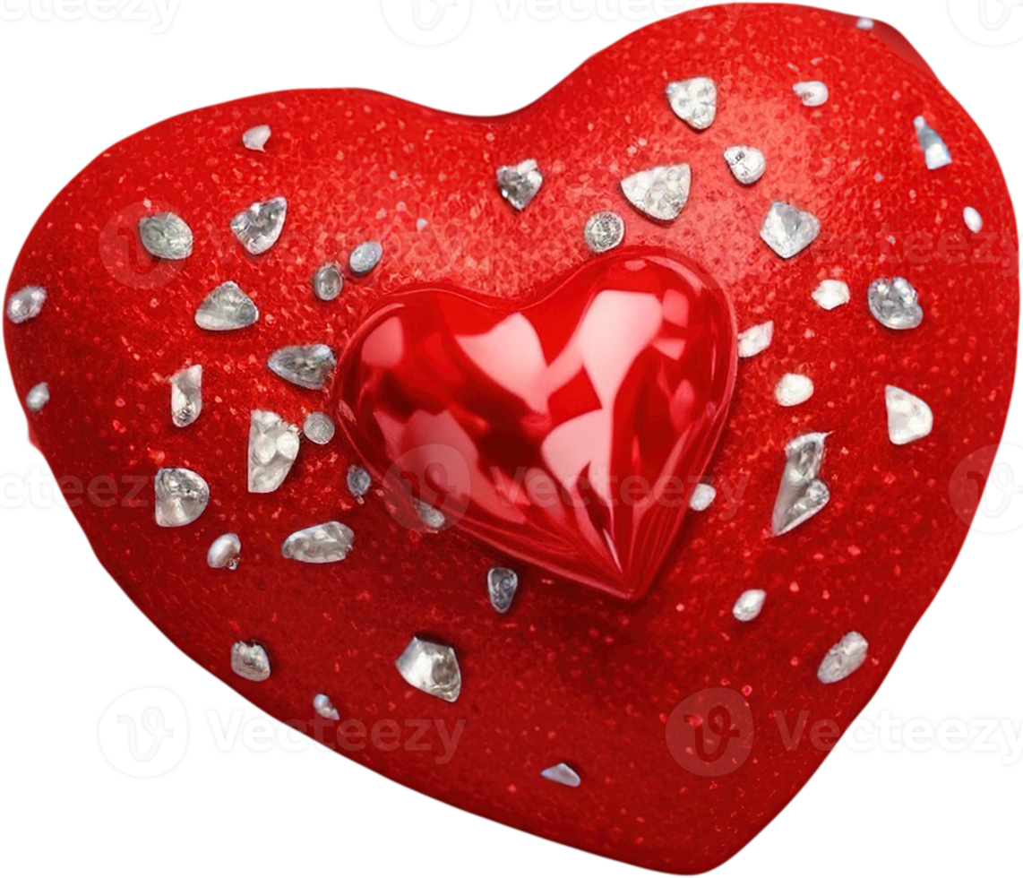 3D illustration of heart shape with abstract surface png