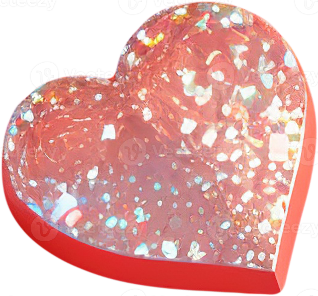 3D illustration of heart shape with abstract surface png
