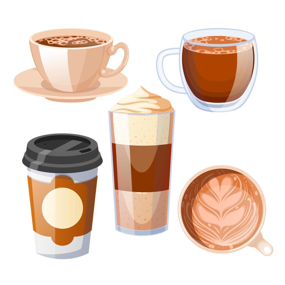 café café taza conjunto dibujos animados vector ilustración