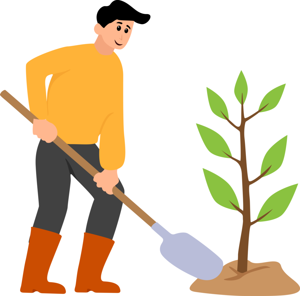 voluntariado, hombre voluntario plantar árboles, concepto de protección social y ambiental de caridad png