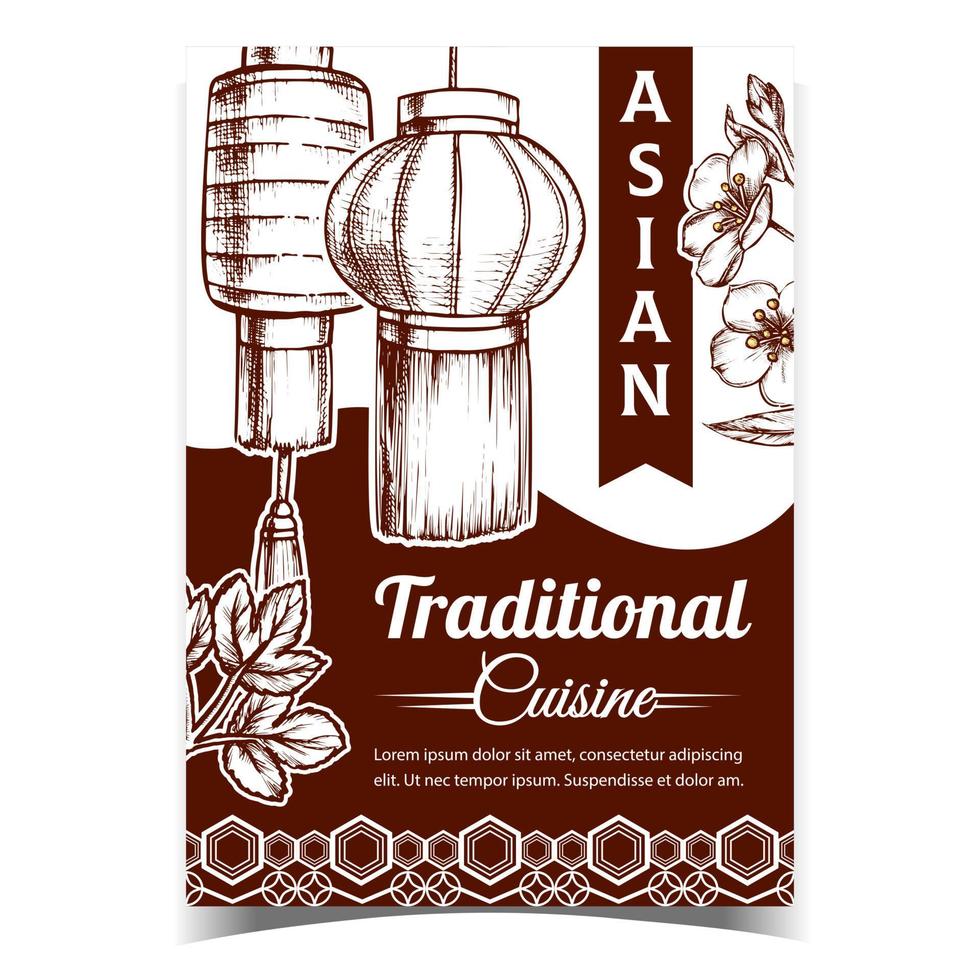 Asian Traditional Cuisine Advertise Banner Vector