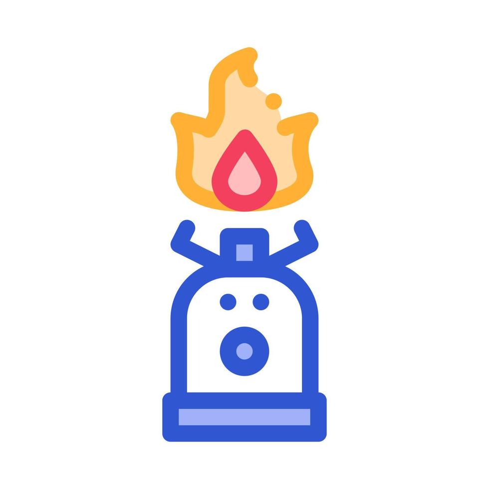 cilindro de gas con fuego para cocinar icono vectorial vector